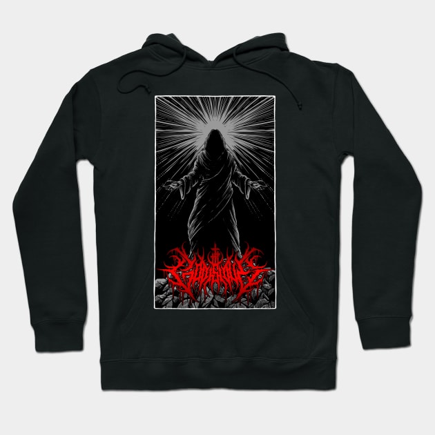 God is Love Redeemer  death metal design (grey) Hoodie by Tmontijo